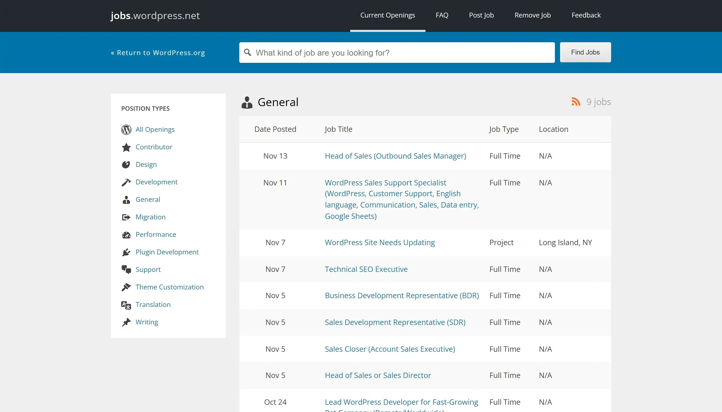 WordPress Jobs Board (jobs.wordpress.net)